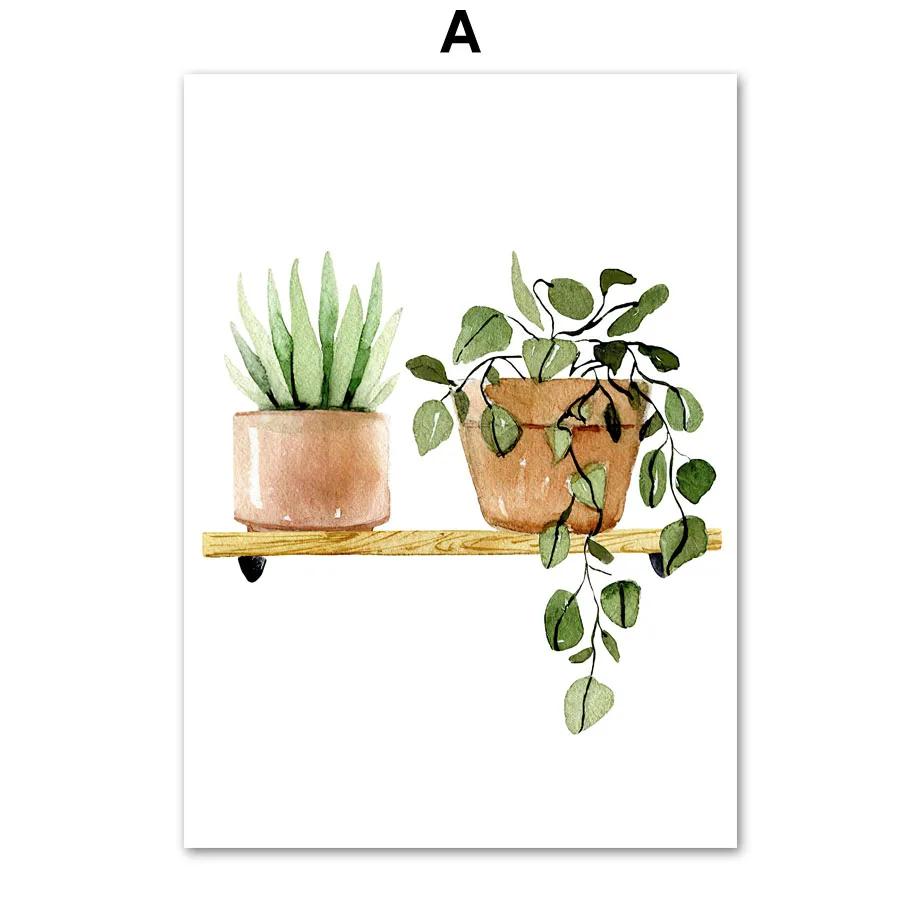 Green Plants Wall Art Canvas Painting Cactus Tiger Pilan Monstera Posters And Prints Wall Pictures For Living Room Decor