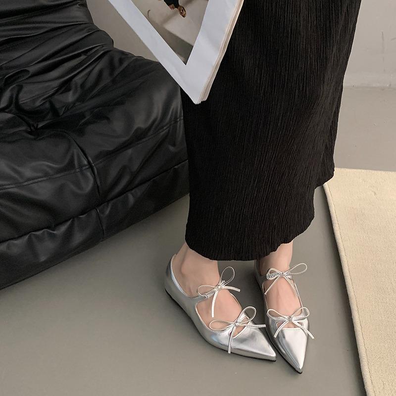 Fashion 2025 Shoes Woman Comfortable and Elegant Bow-Knot Casual Female Sneakers Pointed Toe Increas Height Soft Low Heels Oxfords Plat