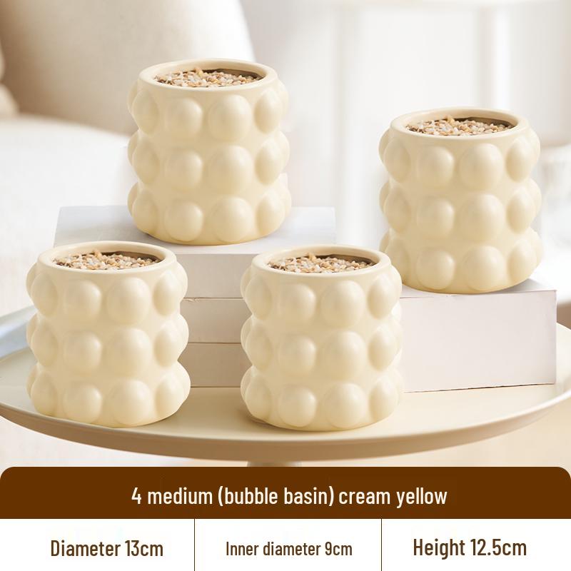 Nordic Style Cream Ceramic Succulent Pot for Phalaenopsis and Green Plants