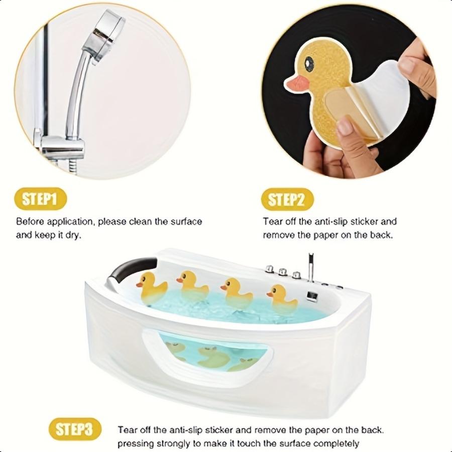 12er-Pack Süße Gelbe Enten Badezimmeraufkleber - Rutschfest Schimmernde Augen, Hochwertiger Klebstoff für Badewanne, Duschwandfliesen - Einfach Abziehbar & Keine Rückstände