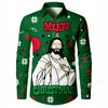Funny Santa Claus Christmas Holiday Long Sleeve Shirt For Men Clothes Family Party Fun Casual Button Shirts Xmas Fashion