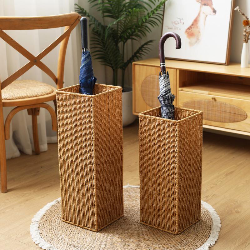 Umbrella Stand with Drip Tray, Small Square Rain Holder, Long Handle Umbrella Organizer, Home Hallway Storage Rack