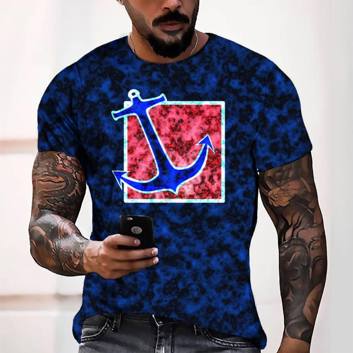 

Summer New Casual Men s T-shirt Short Sleeved 3D Printed Loose T-shirt 6XL