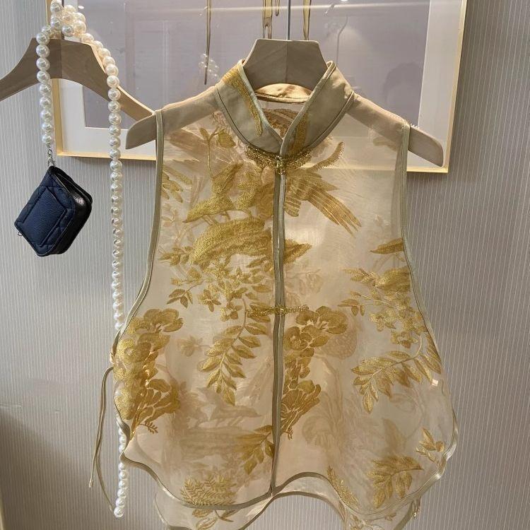 

Желтый вышитый дракон и феникс внахлест премиальный жилет жилет роскошный премиальный темперамент топ 3XL (recommended 138-75kg)