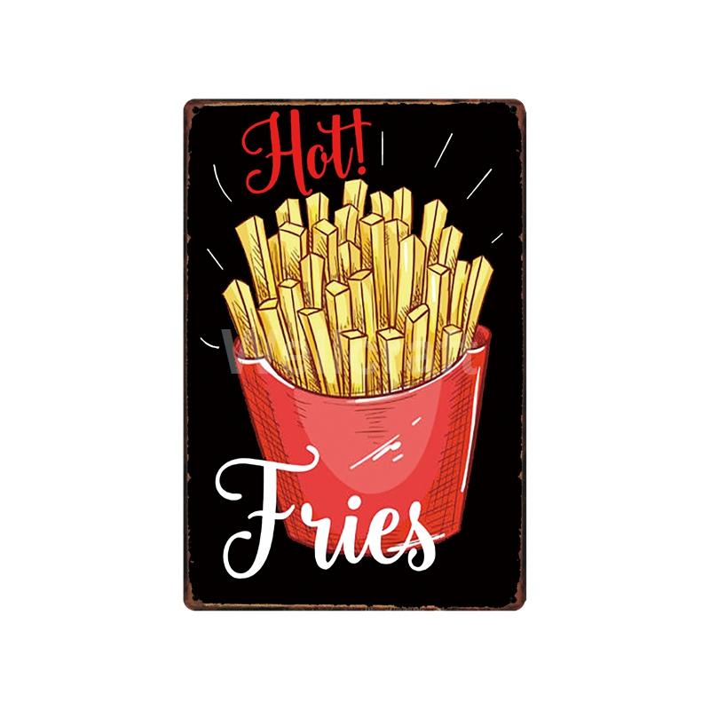 [ WellCraft ] Fast Food Hot Dog Ice Cream Pizza Coffee Metal Sign Wall Plate Pub Bar Vintage Painting Personality Decor LT-1723