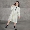 Girls' Lace Princess Dress with Long Sleeves and Mesh Skirt for Spring
