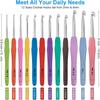Crochet Hooks Set Colorful Yarn Crochet Kit for Beginners Knitting Needles with Ergonomic Handles for Arthritic Hand