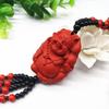 Ethnic Style Unisex Cinnabar Maitreya Buddha Pendant Necklace