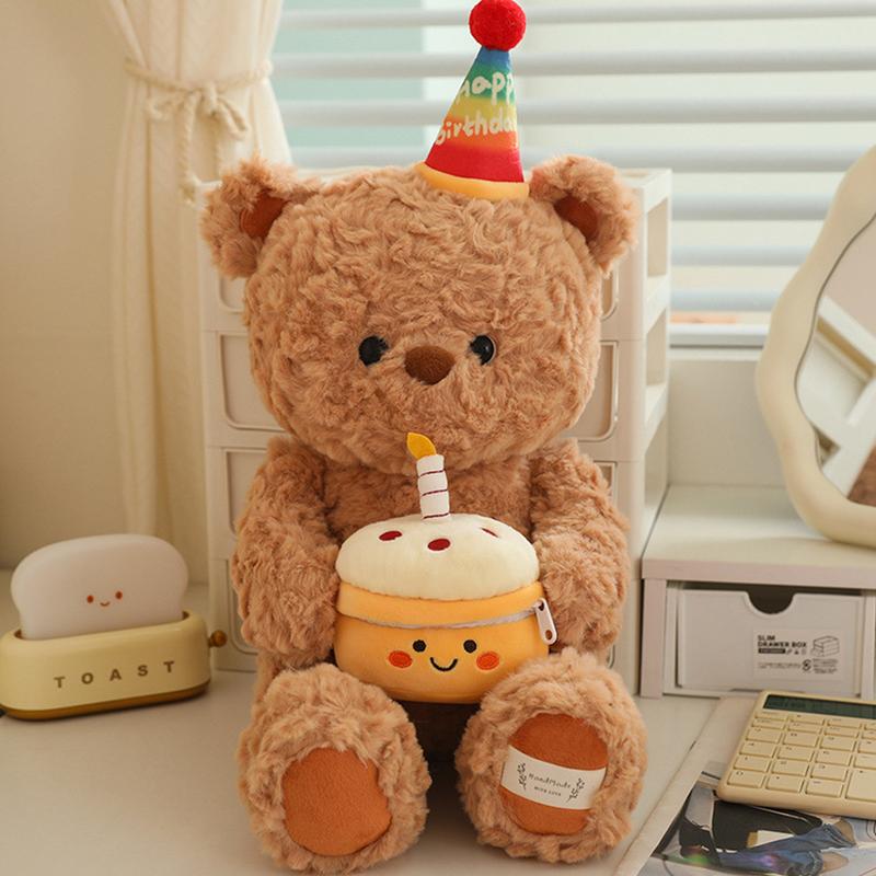 Kawaii Bear Figurine Animals Fox Stuffed Pillow Plushies Hugging Animals Toy Decorative Comfortable Touch for Living Room