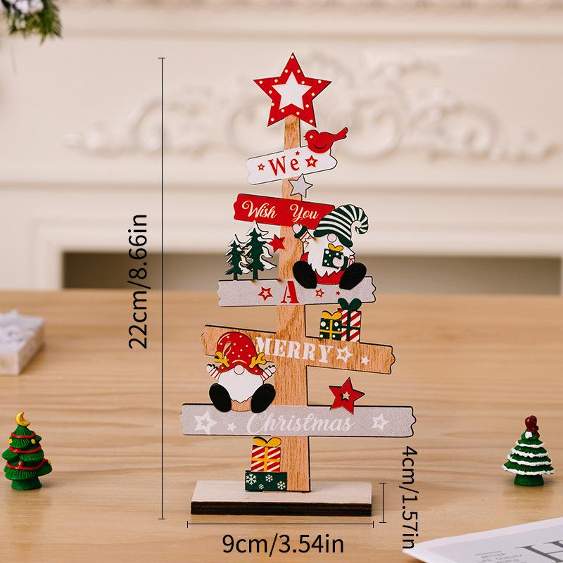 Artisanal Wood Carved Christmas Ornaments Set Santa Claus Snowman Figurines Rustic Xmas Tree Hanging Pendants Home Decor