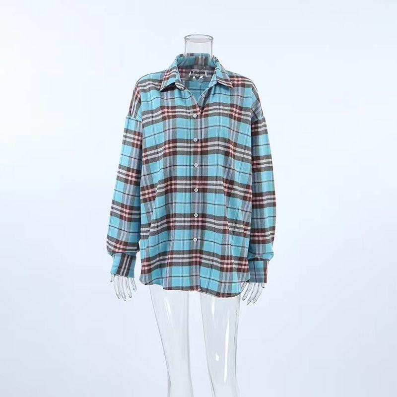 

Fashion New Arrival French Plaid Shirt Casual Loose Shirt Casual Loose Checkered Shirt Plaid S