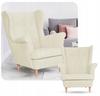 Fotel uszak skandynawski welur kremowy jasny Hunter Family Meble beżowy