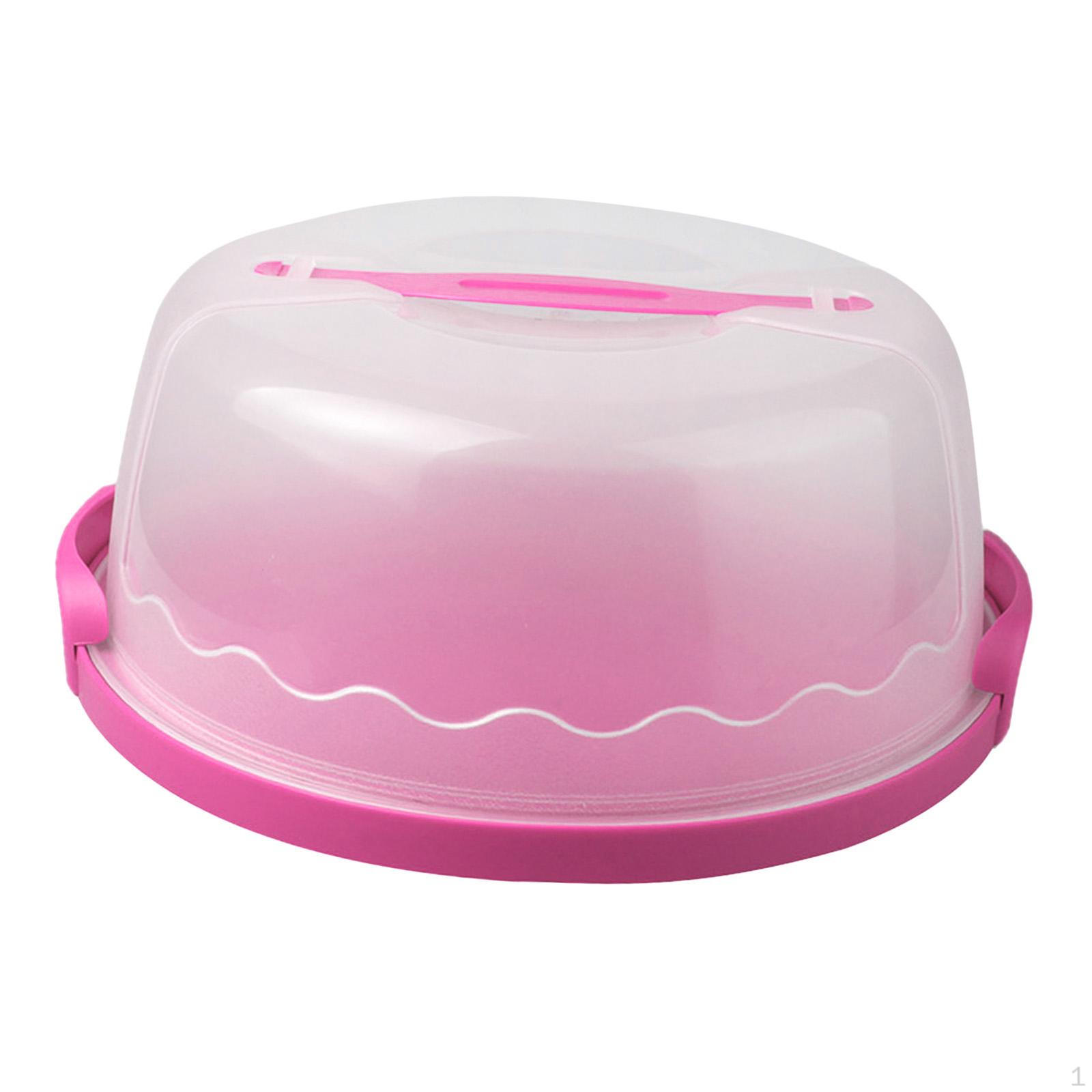 Supporto per porta torte adatto per torte da 10 pollici, due chiusure laterali sicure, vassoio portaoggetti con coperchio colore rosso rosa