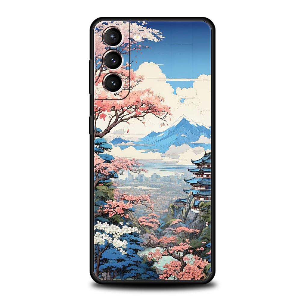 Japanese Landscape Phone Case For Samsung Galaxy S24 S23 S22 S20 Ultra S21 FE 5G S10 S9 Plus S10E S8 Soft Silicone Cover