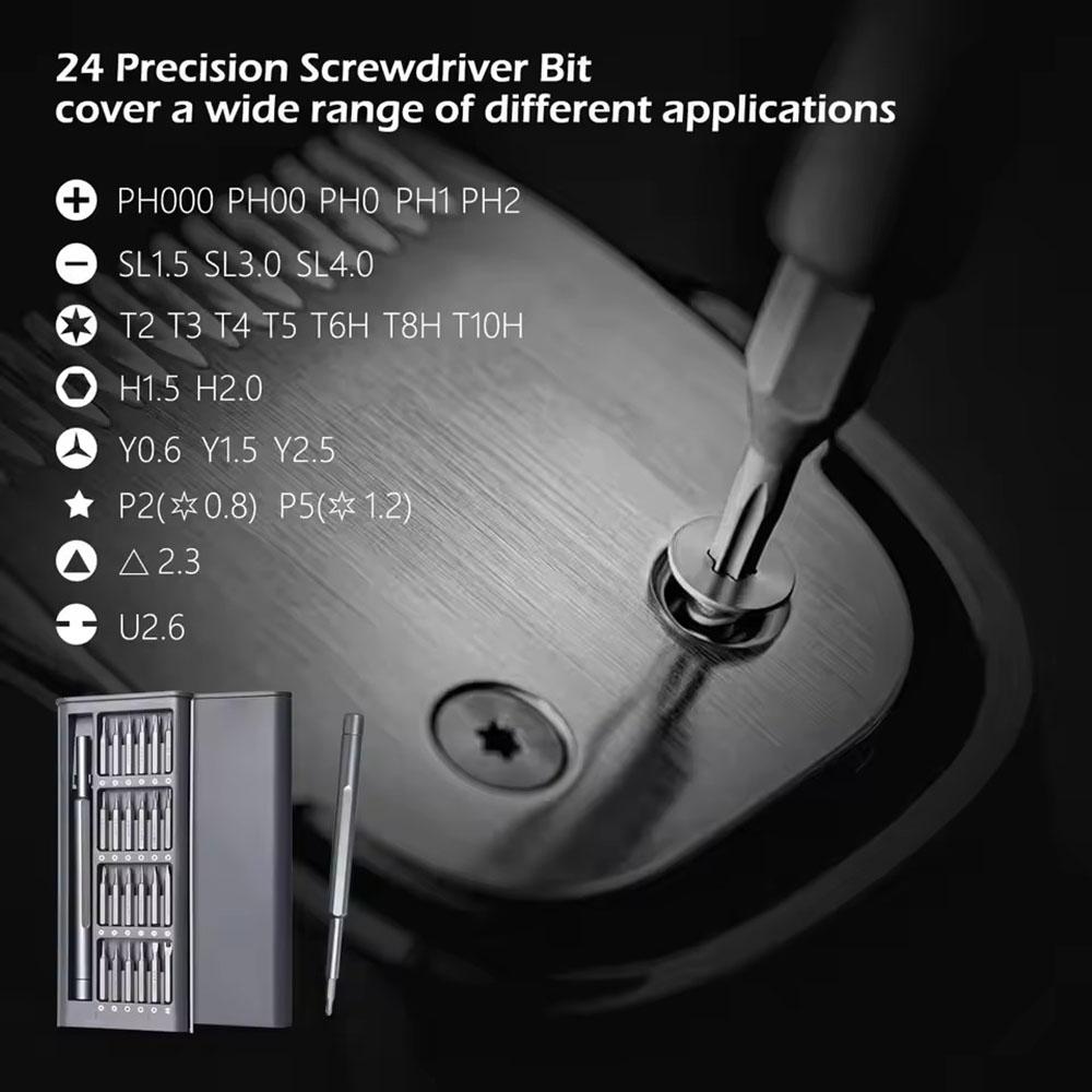 25 in 1 Precision Screwdriver Set, Flat Head Hexagonal Magnetic Screwdriver Head for iPhone, PC, Watches