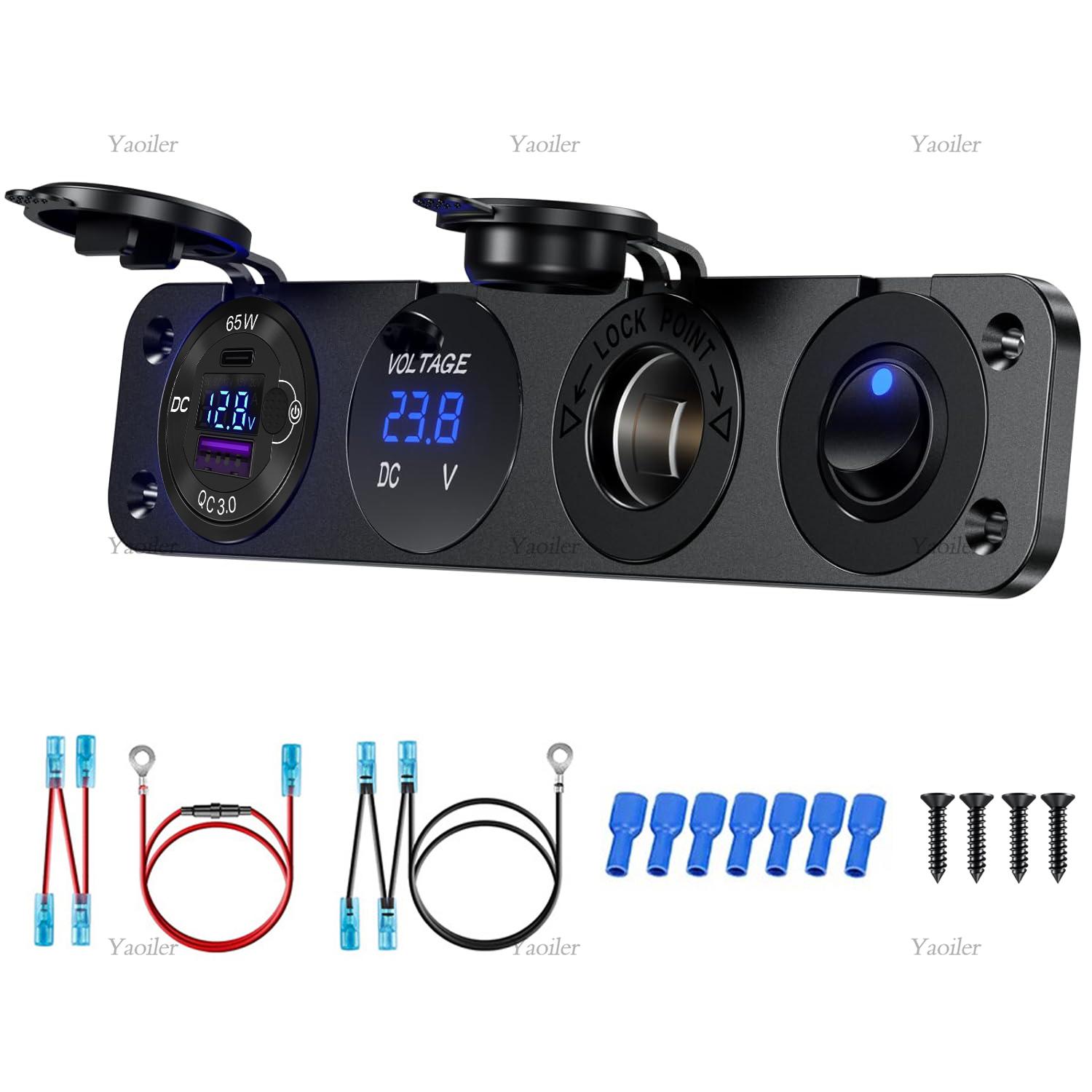 

НОВАЯ 4 в 1 автомобильная морская панель переключателей 12 В/24 В разветвитель PD QC3.0 зарядное устройство розетка светодиодный вольтметр гнездо прикуривателя