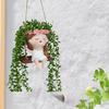 Swing Hanging Rope Girl Flowerpot Flower Pot Cute Decoration, Planter Drainage Hole