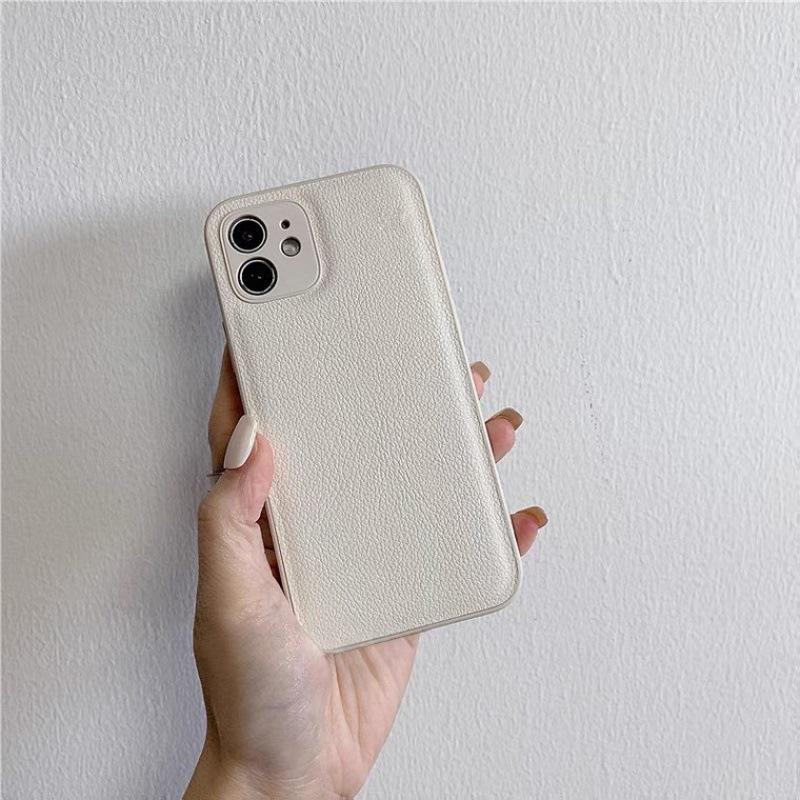 Korean style ins autumn and winter gentle milk tea color iPhone11/11Pro max mobile phone case 11Pro leather pattern