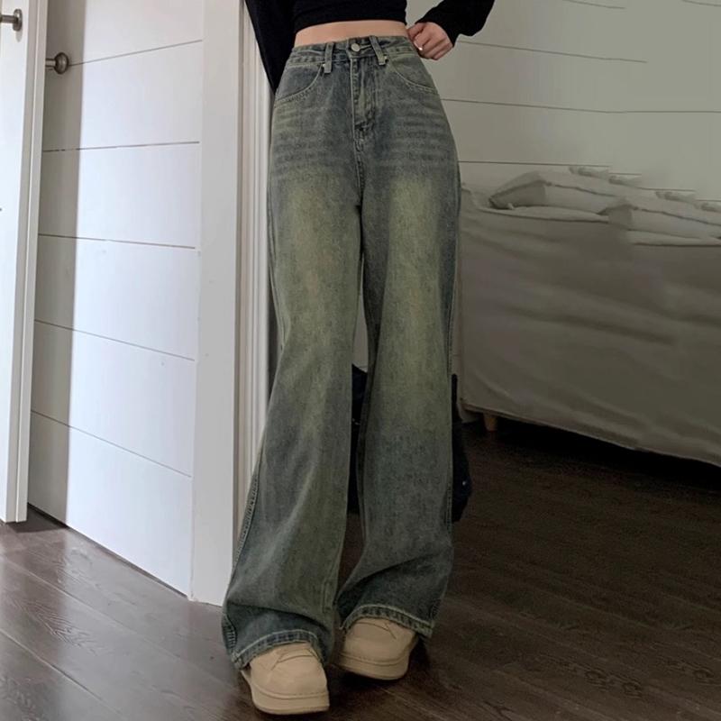 Vintage Niebieskie Jeansy Damskie z Wysokim Stanem i Szerokimi Nogawkami Luźne Proste Casualowe Spodnie Jeansowe Damskie Proste Eleganckie Jeansy Spodnie Biurowe 24233