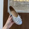IPPEUM Women Ballet Flats PU Leather 2025 New Summer Round Toe Soft Silver Ballerina Shoes Kawaii Mary Janes