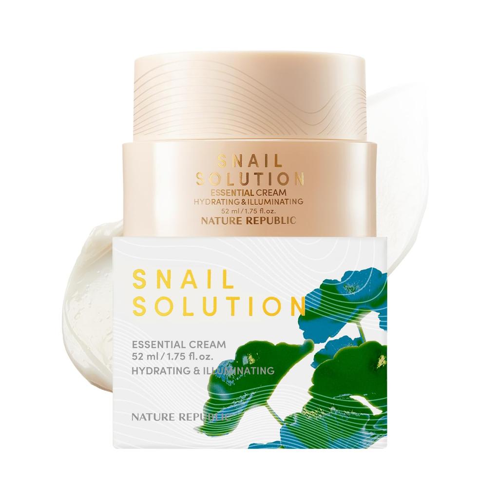 Nature Republic Snail Solution Cream 52 ml, výživný krém pro pružnost, 60% filtrovaný hlemýžďový sliz, ultrahydratace a výživa