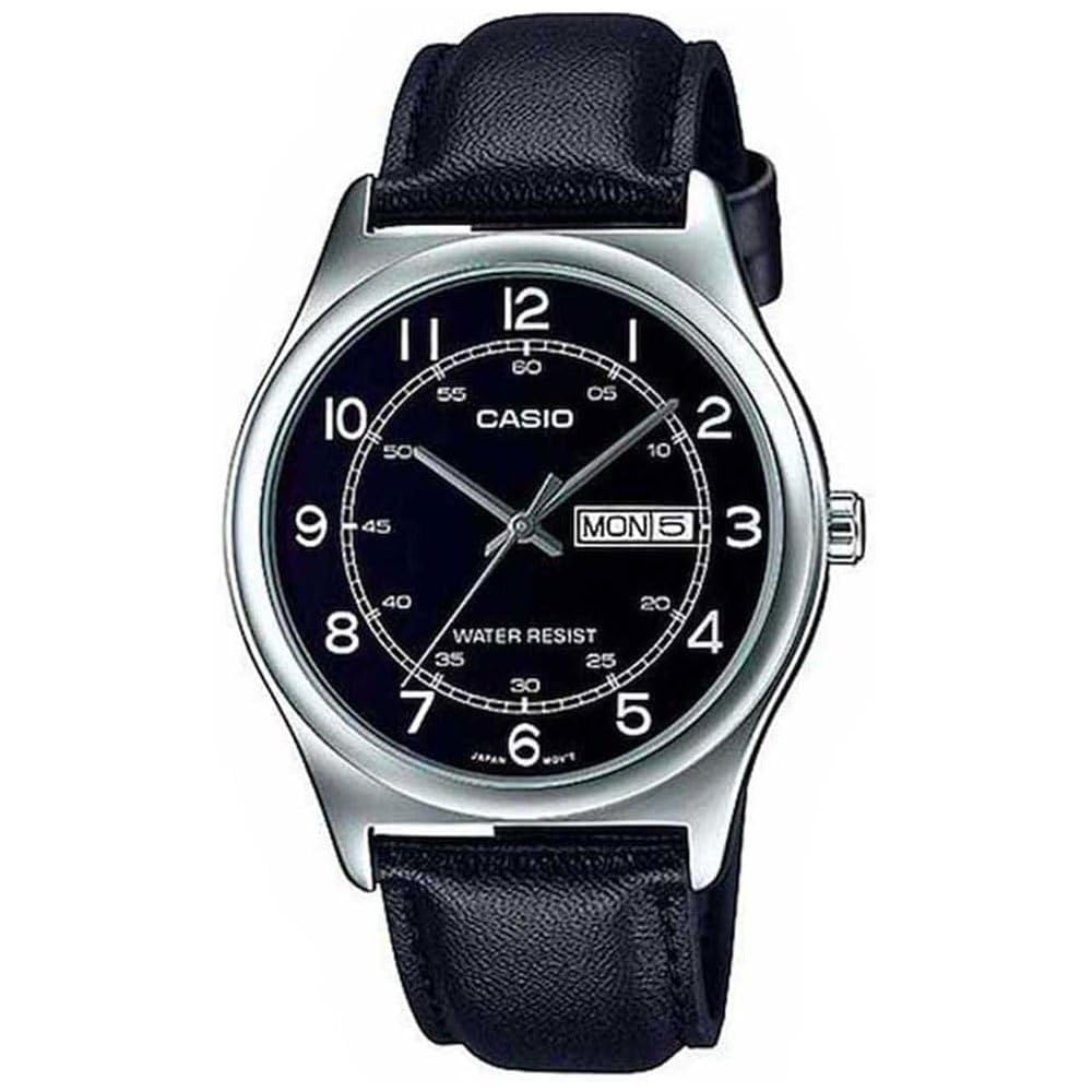 

Casio MTP-V006L-1B2 Men s Analog Dress Watch Black Leather Band Day Date Dial