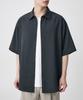 MUSINSA STANDARD Relaxed Linen-Like Short Sleeve Shirt [Dark Gray]