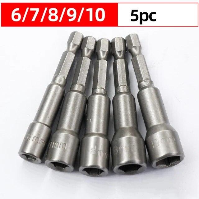 6mm-19mm Impact Socket Magnetic Nut Screwdriver 1/4 Hex Key Set Drill Bit Adapter for Power Drills Impact Drivers Socket Kit