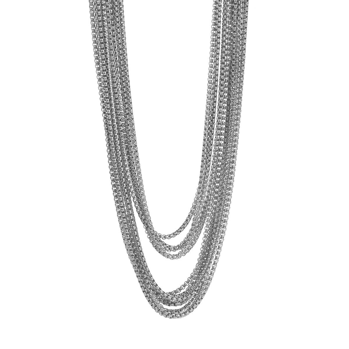 Персонализированное многослойное квадратное жемчужное ожерелье-цепочка, модная преувеличенная металлическая цепочка, многослойная цепочка для ключиц