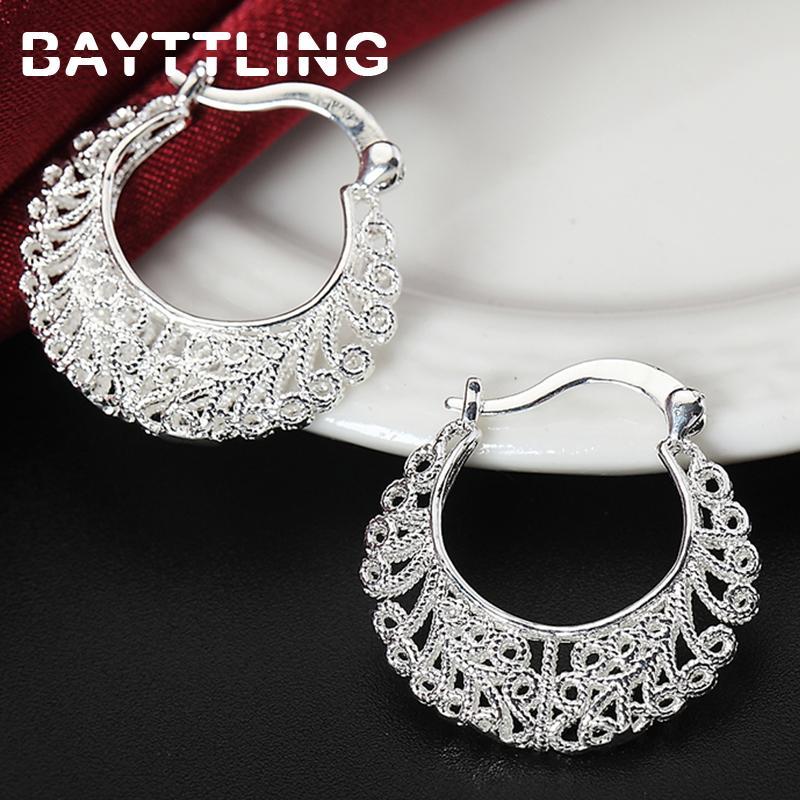 Nieuwe Trend 925 Sterling Zilver Fijne Holle Ronde Creolen Voor Mode Vrouwen Charme Feest Sieraden Cadeau Punk Oorbellen