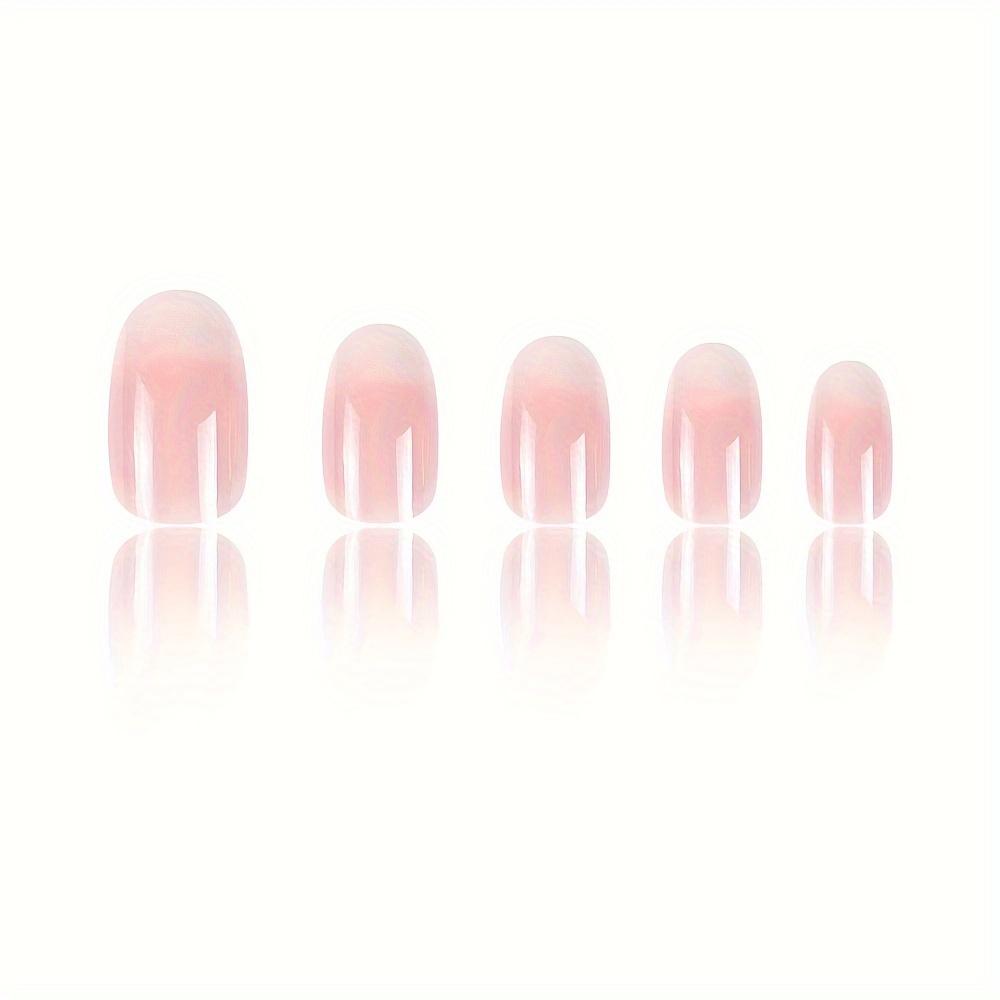 24 Smooth Short Almond Shaped Fake Nails, Pink Gradual Change Nail, Gentle and Sweet Female Fake Nails - Daily Wear