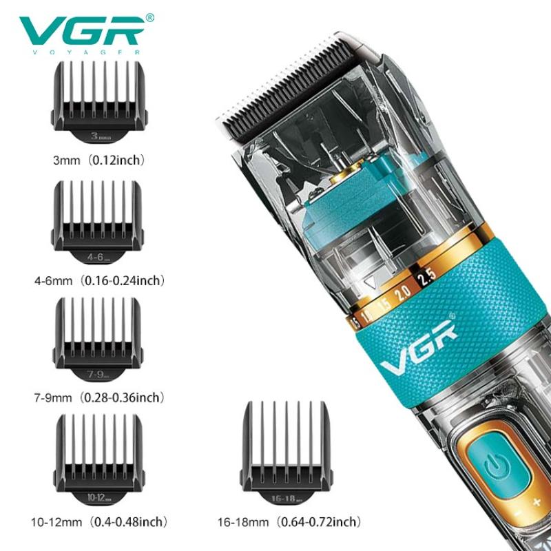 New VGR V-695 Professional Transparent Body Hair Clipper Barber IPX7 Waterproof Hair Cutting Machine Haircut Oil Head Clipper Home Beard Shaver