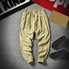 Men Ninth Pants Ankle-banded Straight Thin Side Pockets Drawstring Plus Size Elastic Waist Solid Color Gym Traning Jogging Sweat