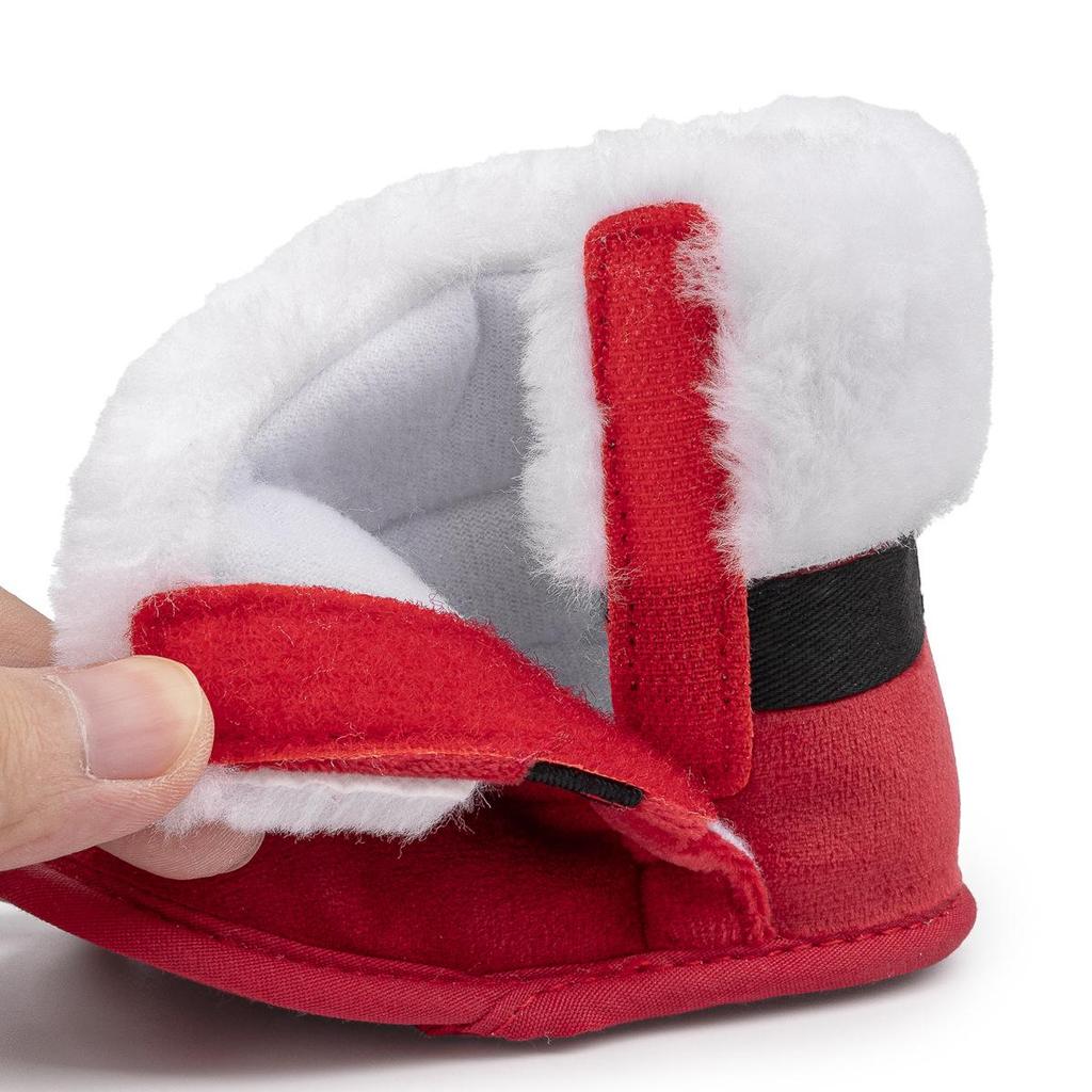 Winterschlussverkauf: Plüsch-Klettverschluss-Kleinkindstiefel - Dicke & Warme Weihnachts-Babyschuhe