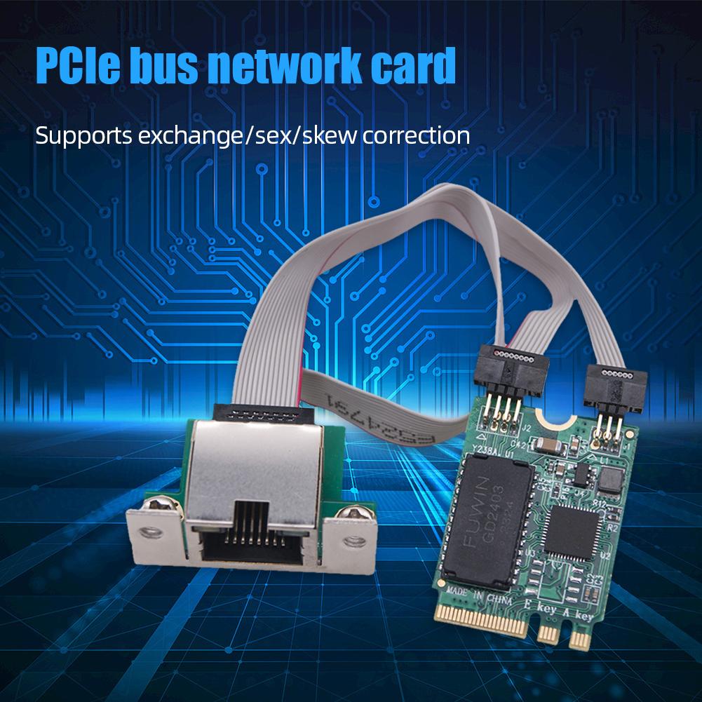 M.2 A+E KEY Adapter Card Gigabit Ethernet Modules 100/1000/25001Mbps Mini PCI-e Nic 2.5G RJ45 Network Card for Desktop Computer