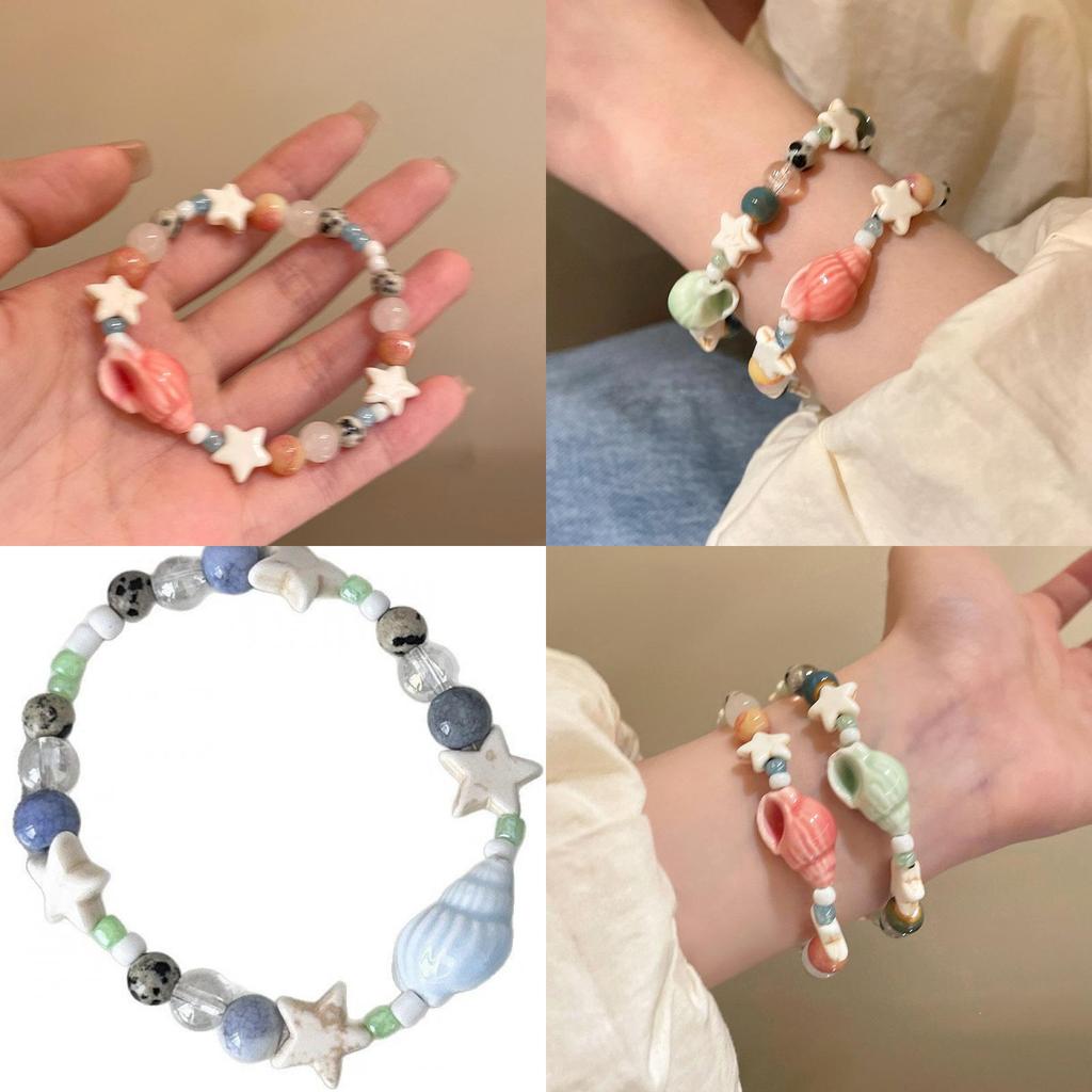 Sweet Vacation Starfish Beaded Bracelet For Women With Shell Accents And Handmade Crafting