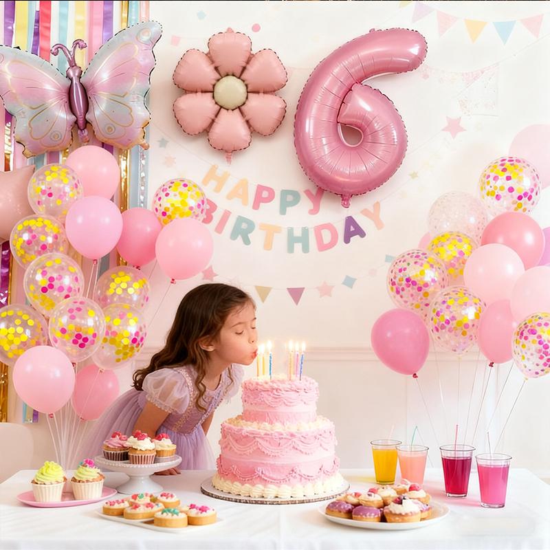 Rosa Zahlen-Schmetterling-Ballon-Set Mädchen Rosa Schmetterling Folie 32 Zoll Babyparty Hochzeit Schmetterling-Motto Geburtstagsparty Dekoration