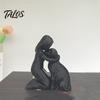 Durable 3D Printed Sculpture Girl with Dog Figurine Ornament, Minimalist Squatting Pose Human Statue Sculpture, Healing Pet & Decoration, Gift