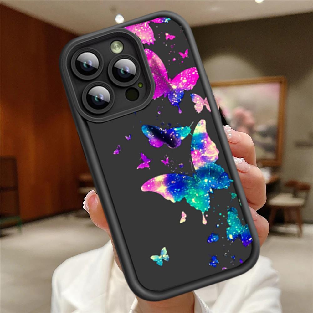 Art Dreamy Butterfly Phone Case For iPhone 17 16 Pro Case iPhone 13 15 14 11 12 Pro Max 17Air Plus Transparent Shockproof Cover iphone 17 Air