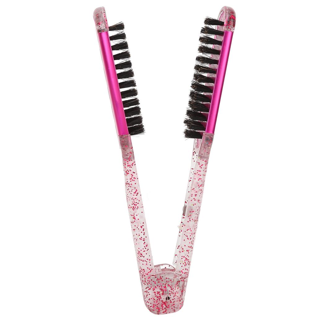 Hair Straightening Splint Comb Soft Hair Double Sided Hair Straightener Clamp Brush Styling Tool Rose Red