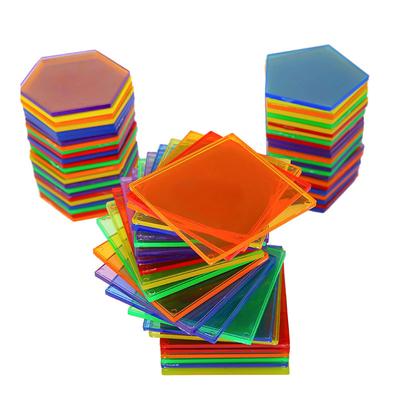 Montessori Durchscheinendes Geometrisches Puzzle Kinderspielzeug Regenbogenbausteine DIY Denkspiel Sensorische Bildung Lernen Leuchttisch Spielzeug
