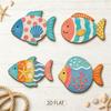 Seaside Bathroom Wall Art 4PCS Aspen Wood Fish Decor, Colorful Hanging Handcrafted Set Art, Beach Theme Decorative Plaques for Living Room Nautical