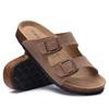 Litfun Summer Classic Women's Cork Sandals Cow Suede Slides With Arch Support Anti-slip Unisex Slippers With Adjustable Buckle
