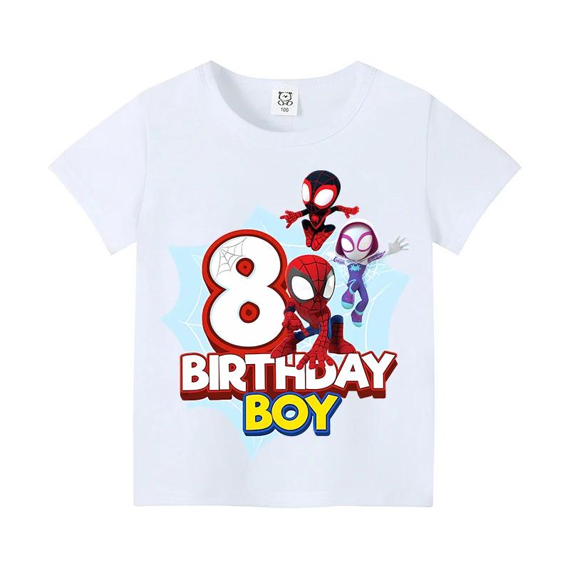 New Short Sleeve Marvels SpiderUnisex Kids Tshirt Number 19 Cartoon Figure Printed Tshirt Birthday Party Wears 100Cotton Tee