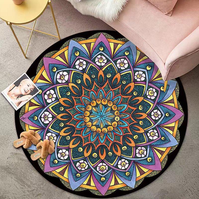 Vintage Crystal Velvet Round Carpet - Large Area Living Room Coverage
