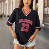 Women's Loose Stripe Trim Sports T-Shirt