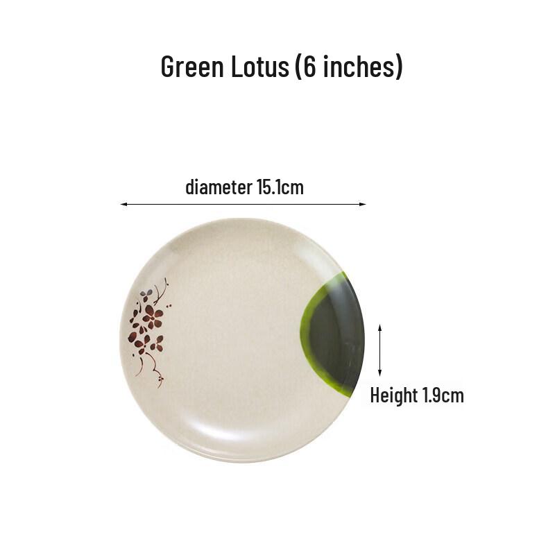 Tian Ya Jing Thickened Melamine Green Lotus Dinner Plate 6-inch (10-pack)