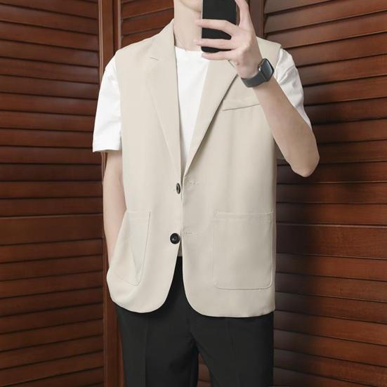 

Мужской костюм, жилет без рукавов с лацканами, деловой жилет с двумя пуговицами и боковыми карманами, однотонный повседневный жилет, пальто 2XL темно-серого