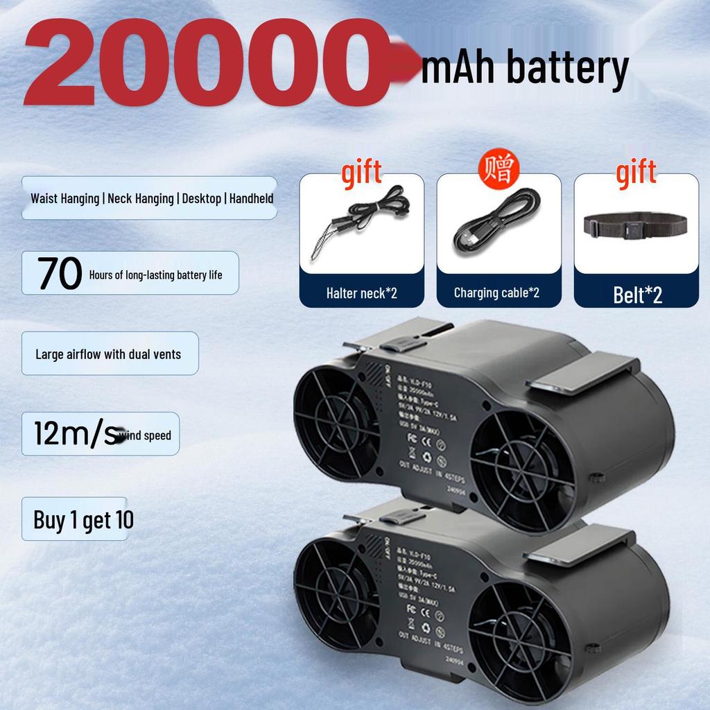 Portable Waist-Mounted Cooling Fan for Outdoor Construction