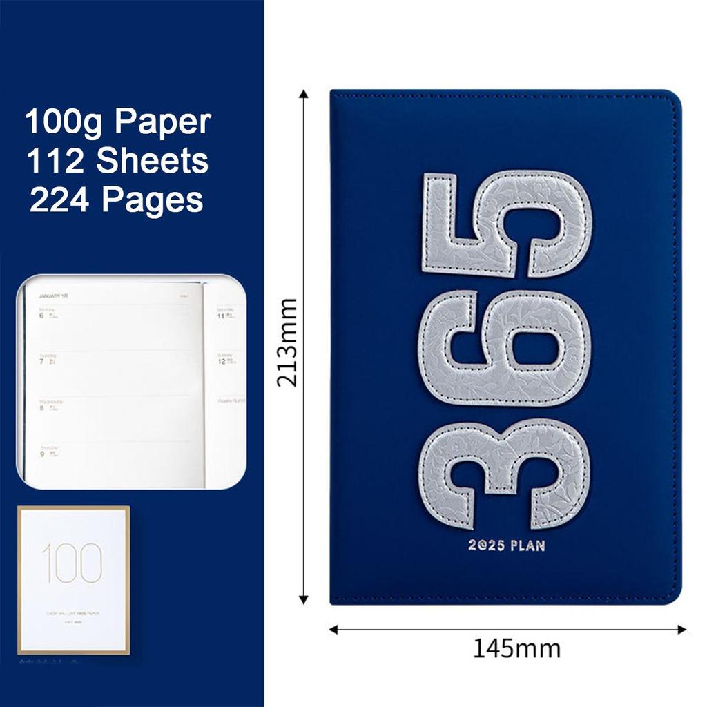 Program de afaceri din piele A5 de calitate superioară 2025, planificator zilnic pentru studenți, carnet de înregistrare de 365 de zile, blocnotes, note, 112 coli 224 pagini